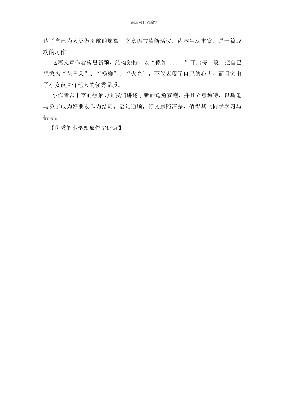 优秀的小学想象作文评语_第2页