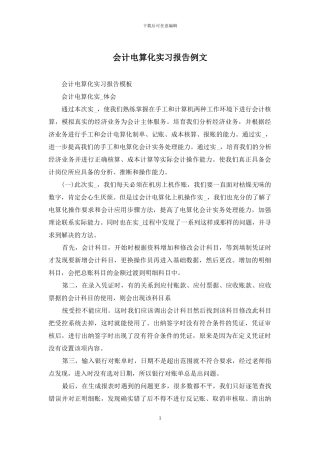 会计电算化实习报告例文