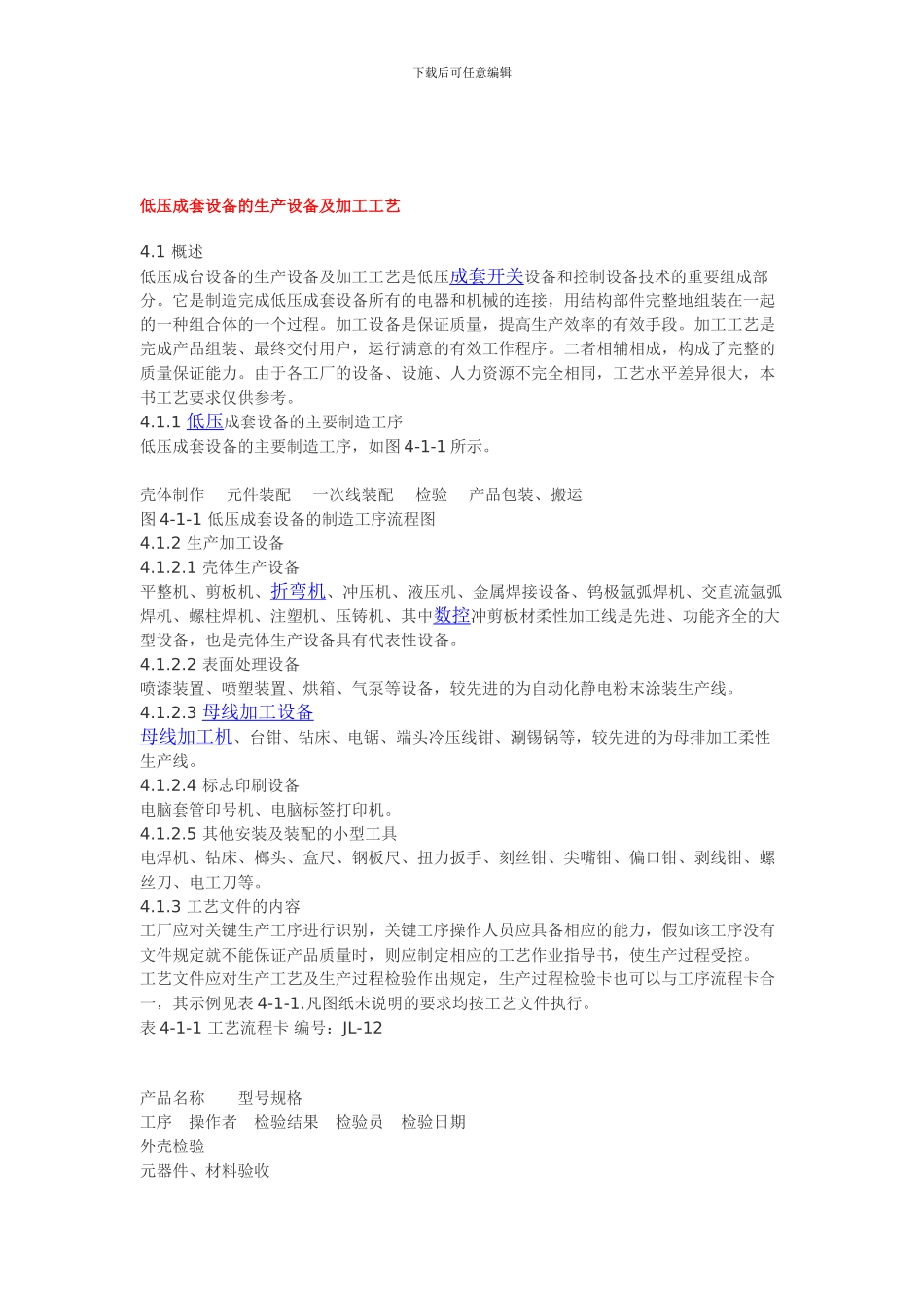 低压成套设备的生产设备及加工工艺_第1页