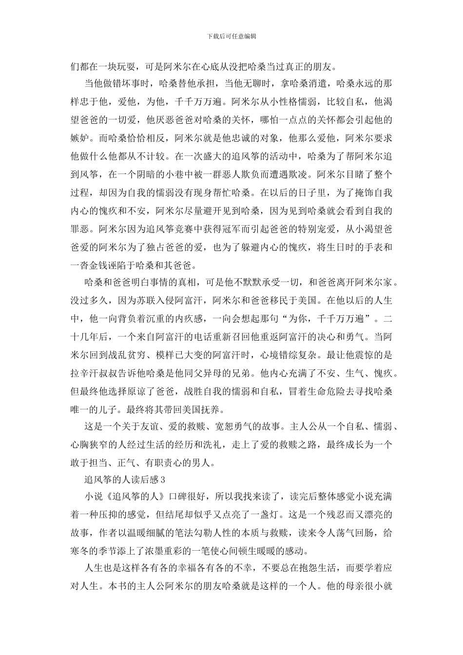 作品追风筝的人读后感范本大全_第3页