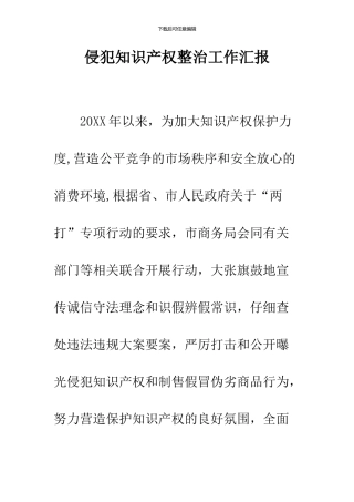 侵犯知识产权整治工作汇报