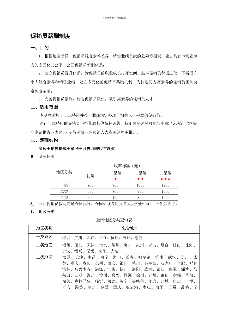 促销员薪酬制度_第1页