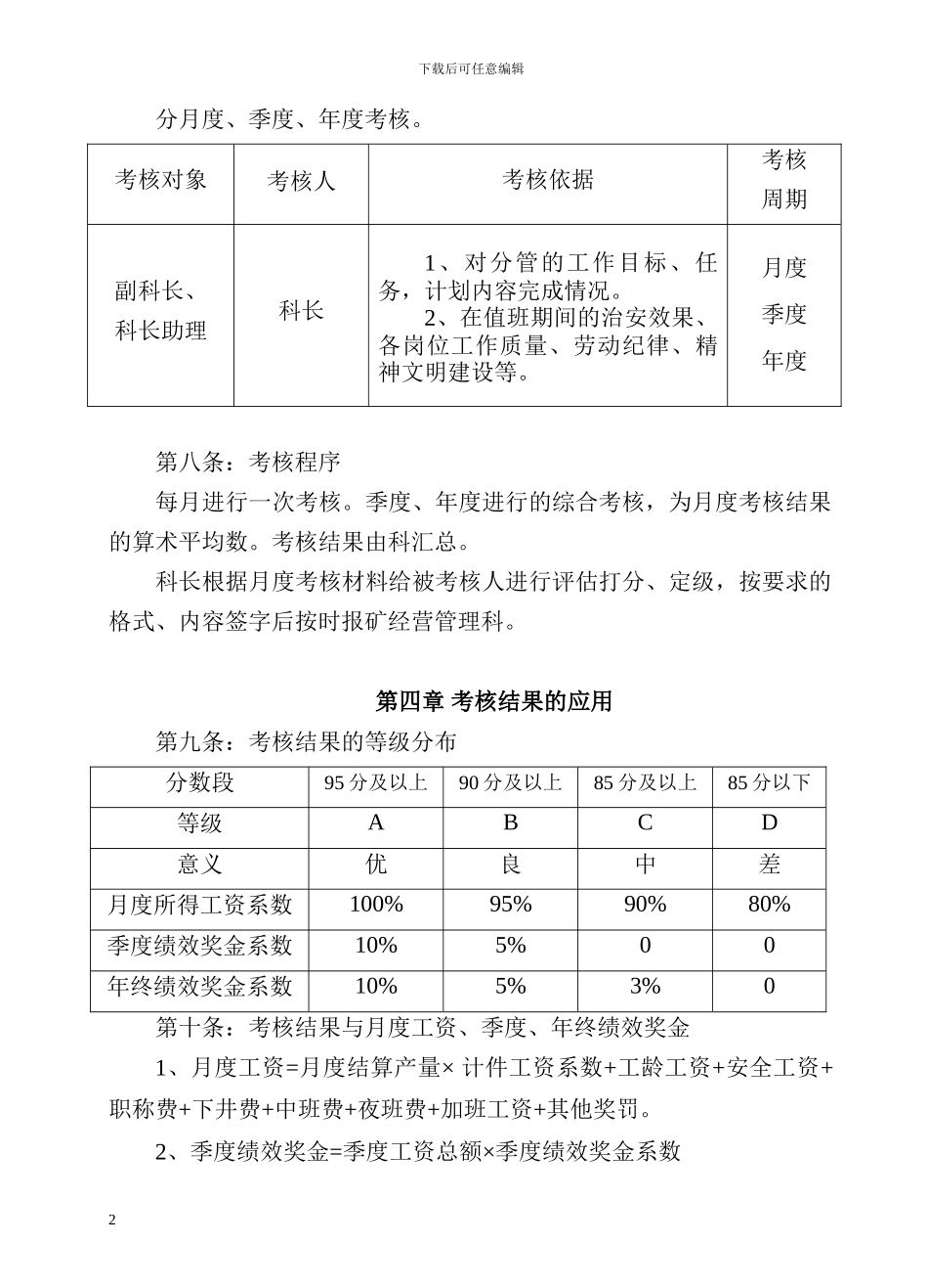 保卫科管理人员绩效考核办法_第2页