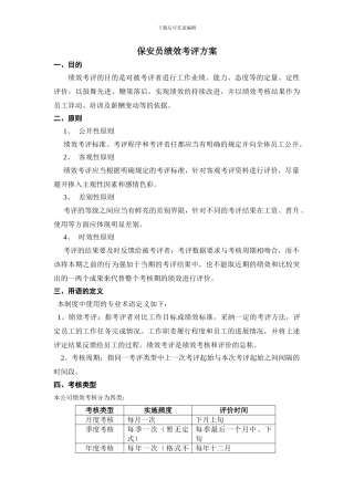 保安绩效考评方案