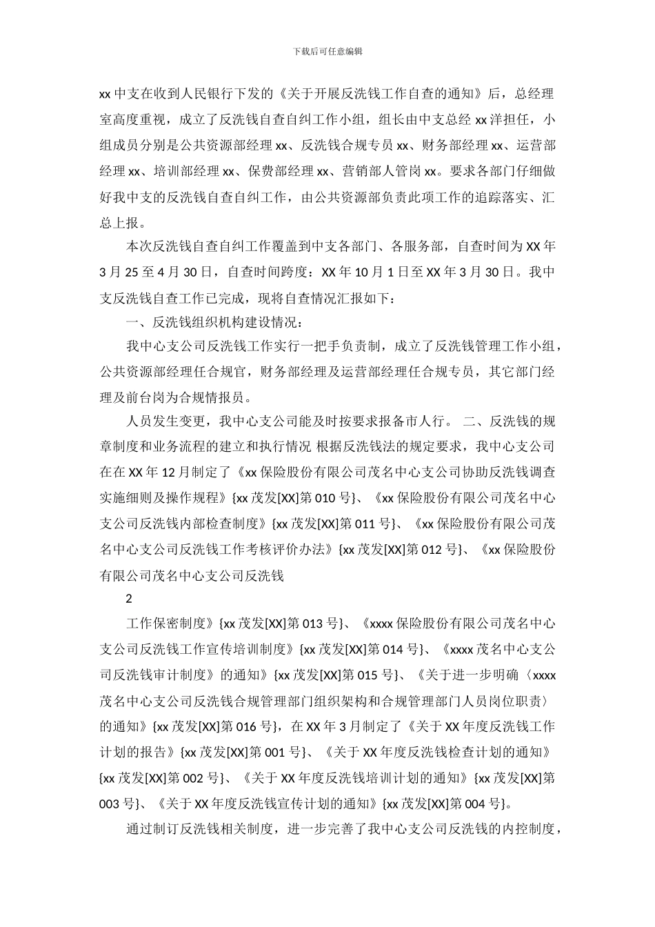 保险公司反洗钱自查报告_第2页