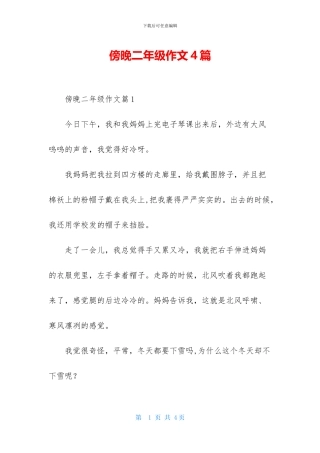 傍晚二年级作文4篇