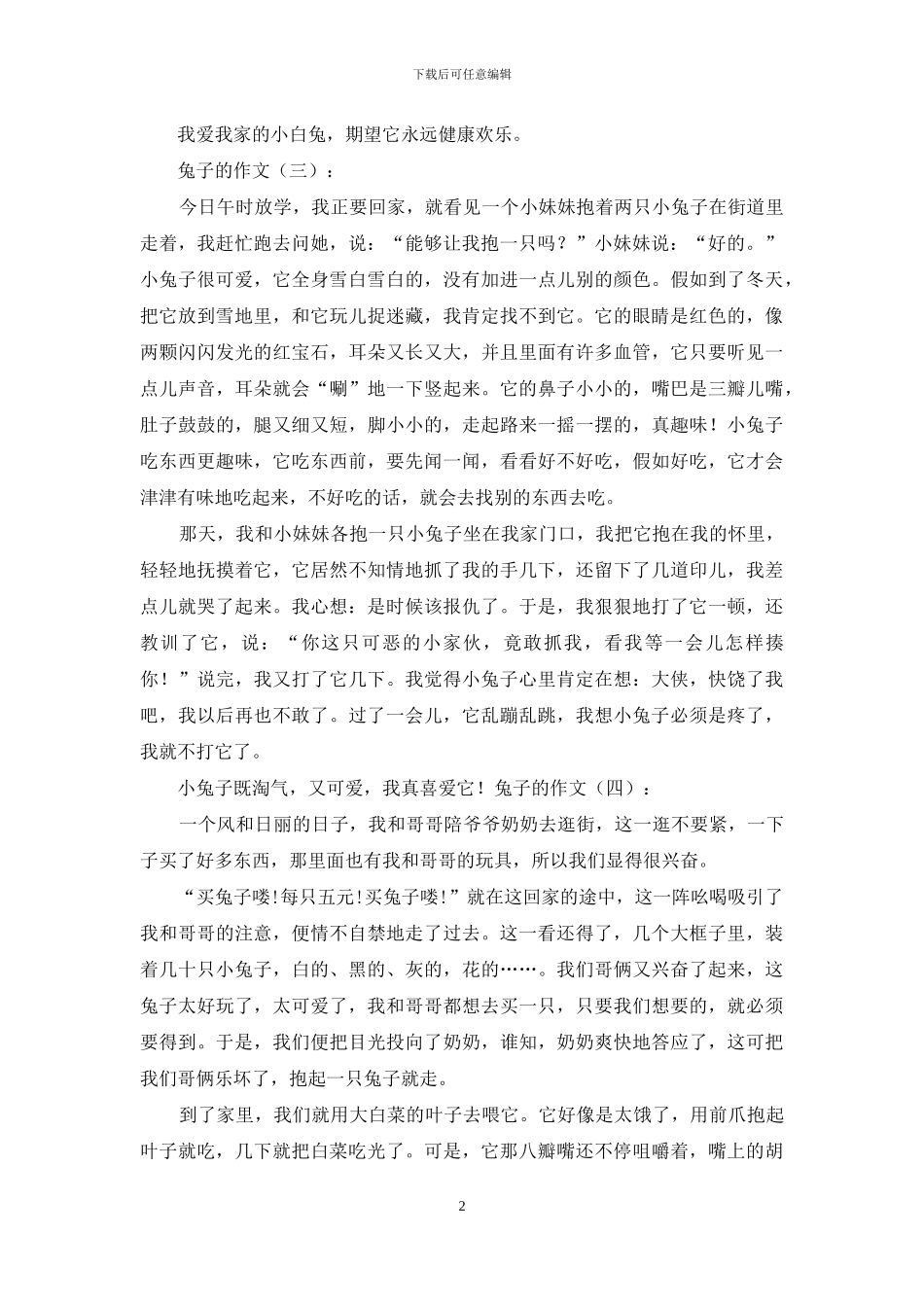 兔子的作文精选15篇2024年_第2页