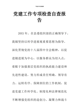 党建工作专项检查自查报告