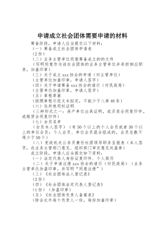 申请成立社会团体需要申请的材料