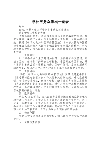 学校医务室器械一览表