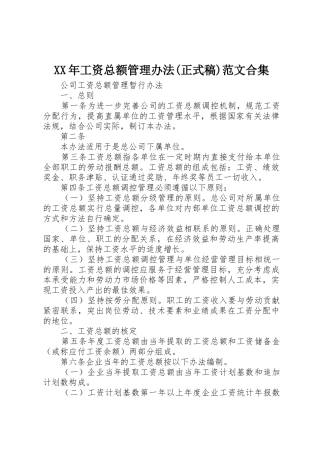 XX年工资总额管理办法(正式稿)范文合集_1