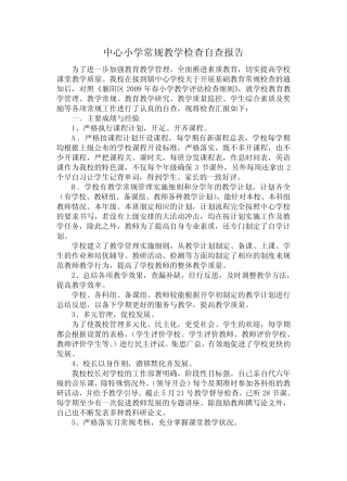 中心小学常规教学检查自查报告
