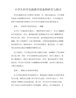 小学生科学实践教学的案例研究与探讨