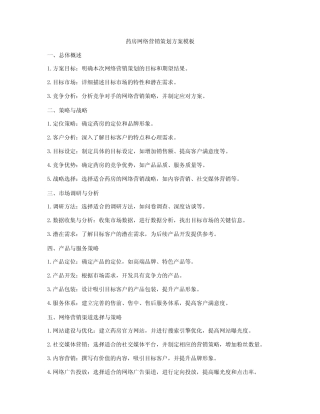 药房网络营销策划方案模板
