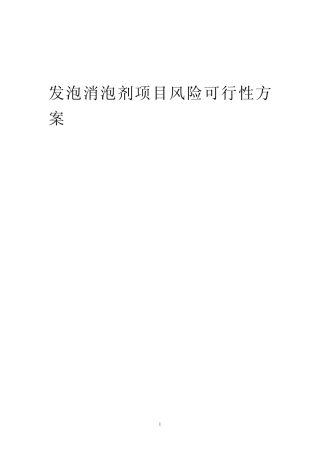 2023年发泡消泡剂项目风险可行性方案
