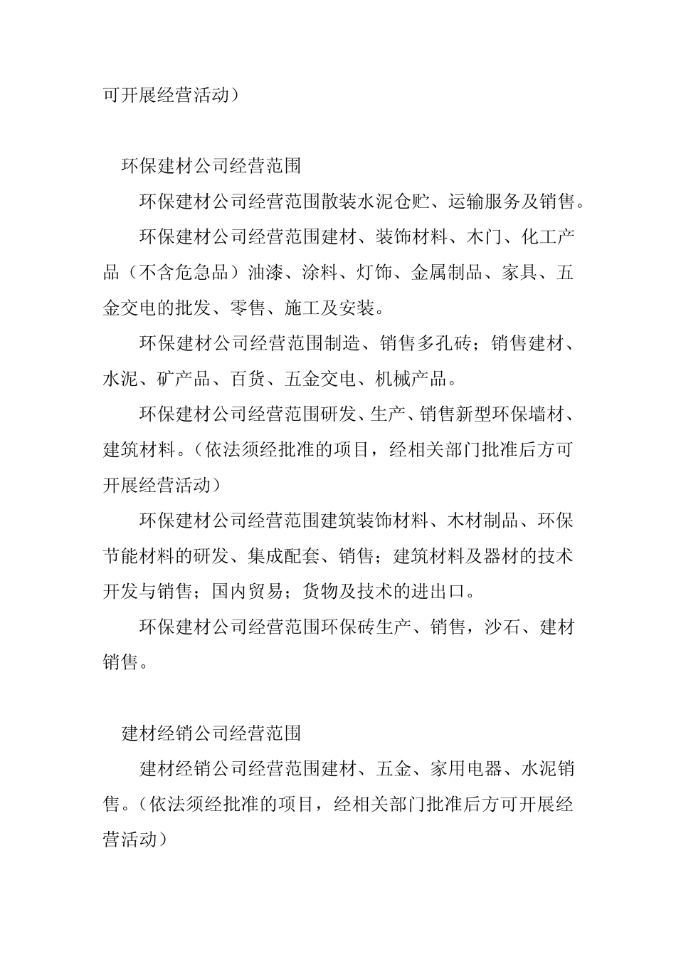2023年建材经营范围(20则)_第2页