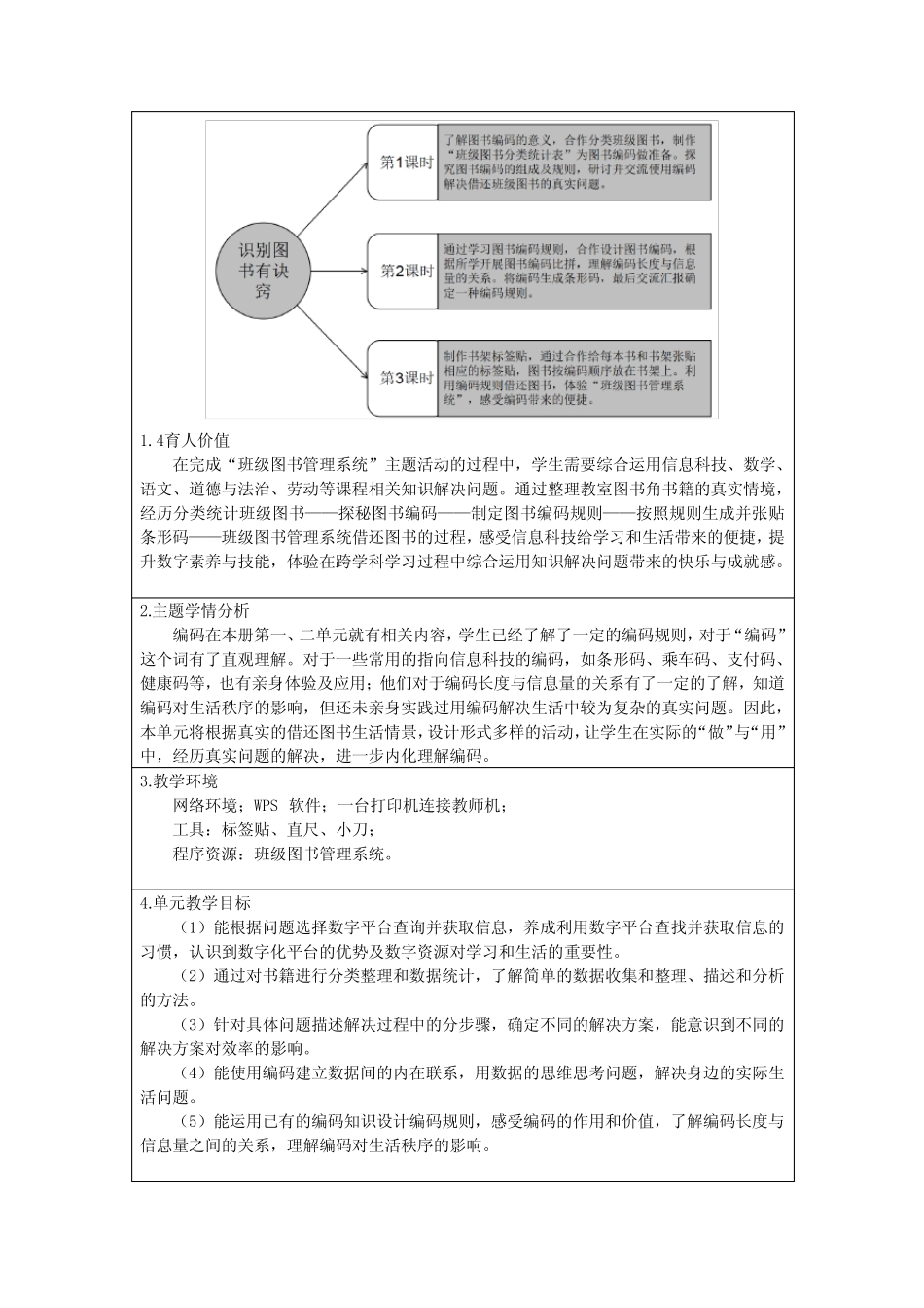 重大社2023《小学信息科技四年级 上册》四上 跨学科单元教学设计_第2页