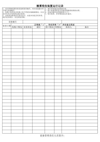 环保设施运行记录