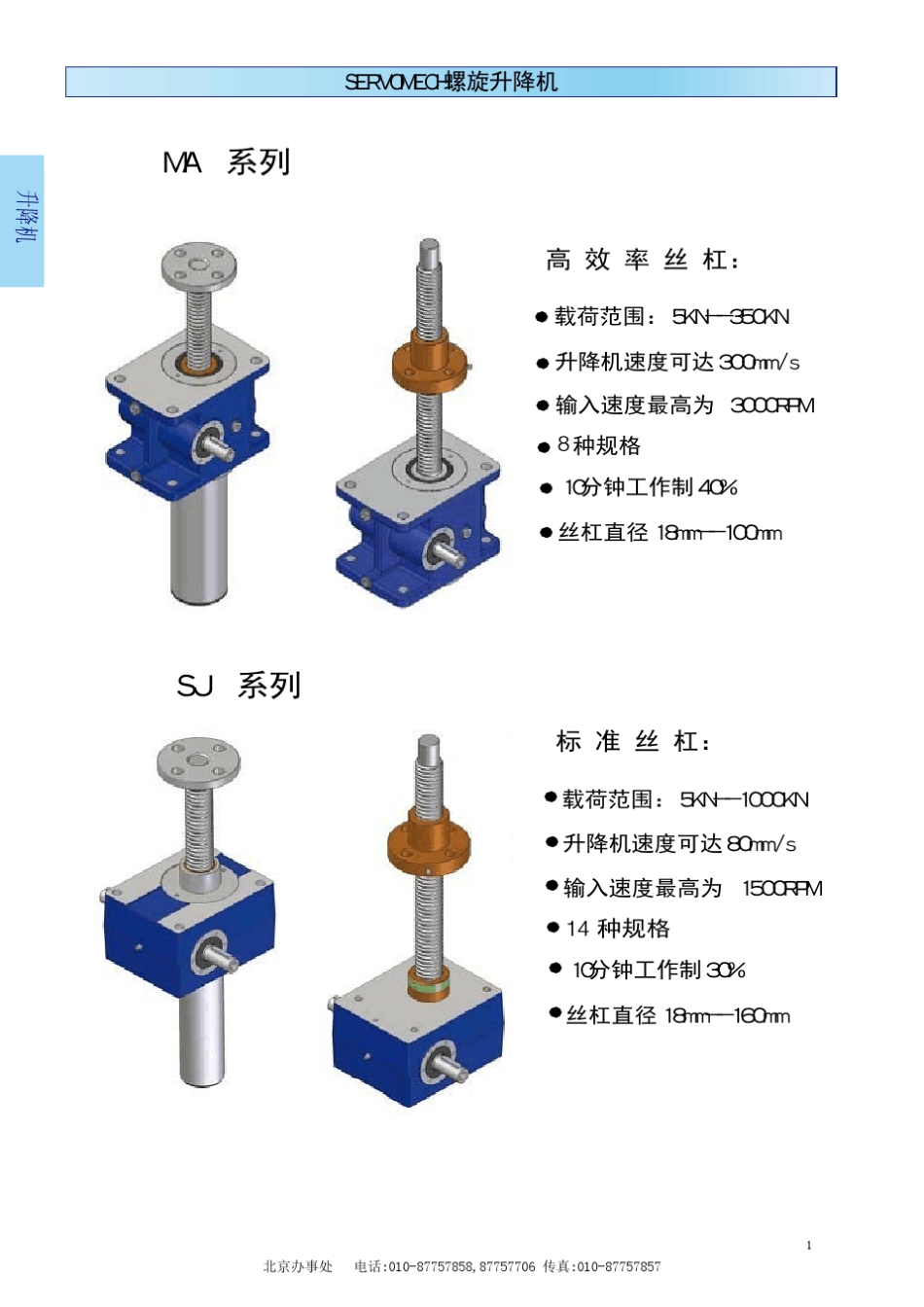 SERVOMECH螺旋升降机2013_第1页