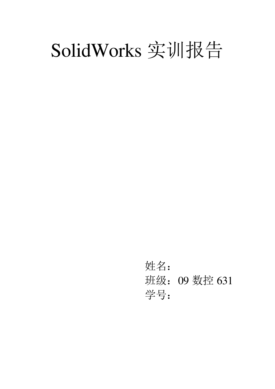 SolidWorks实训报告_第1页