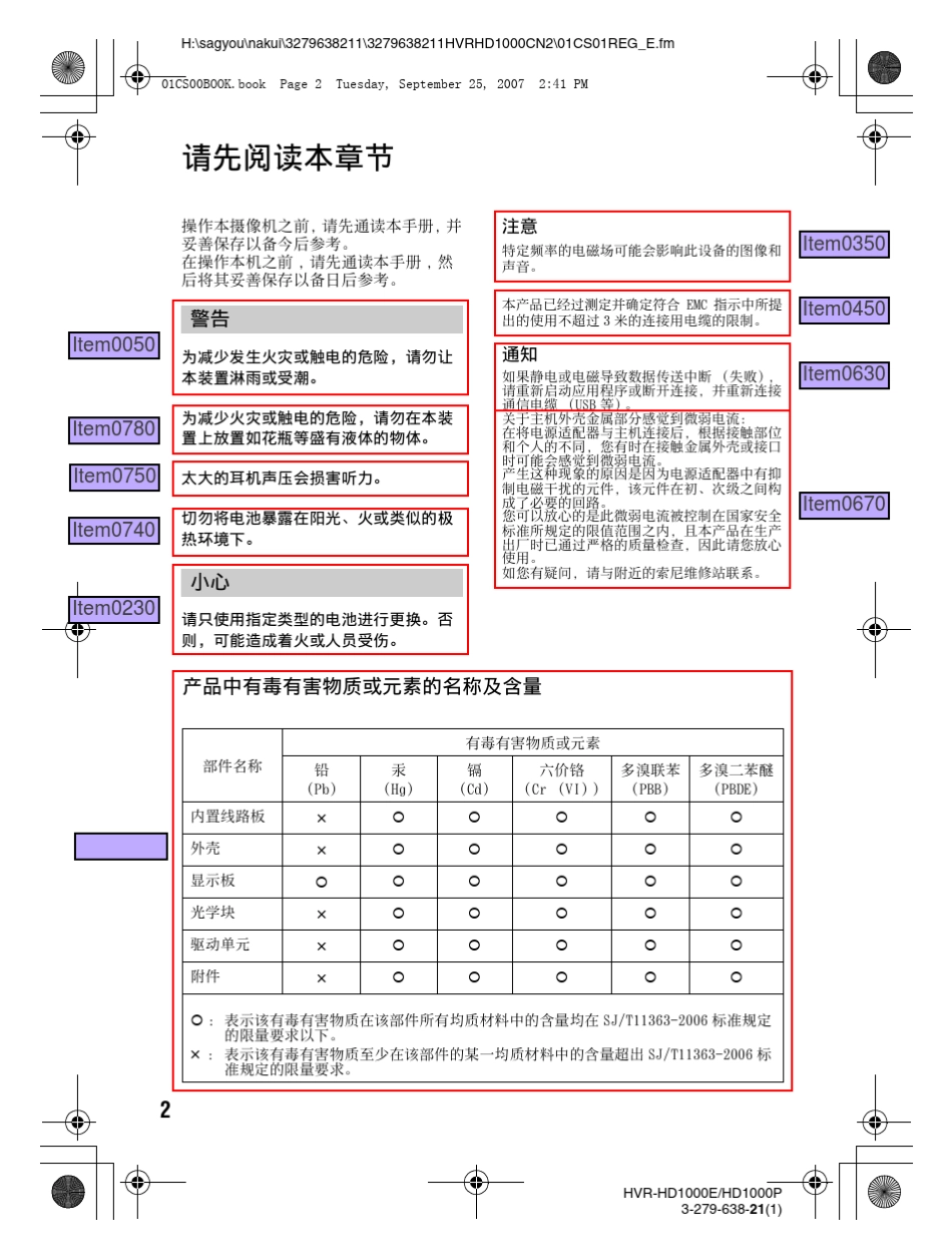 SONYHVRHD1000C使用手册_第2页