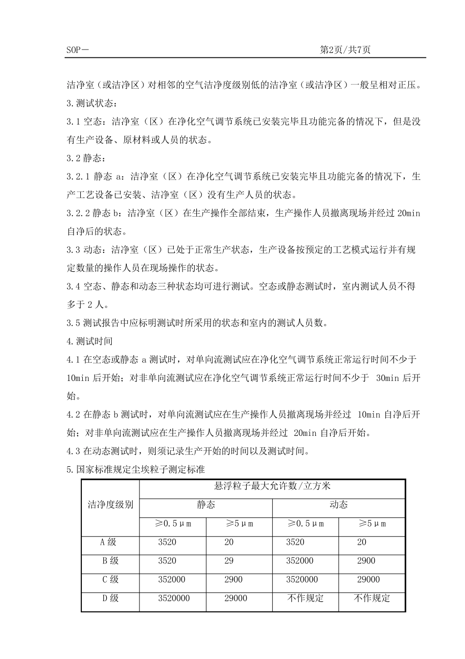 SOP洁净区尘埃粒子检测标准操作程序_第2页