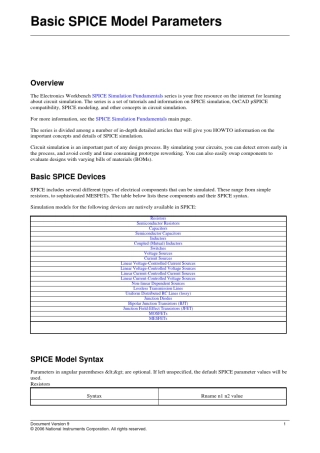 SPICE基本模型参数