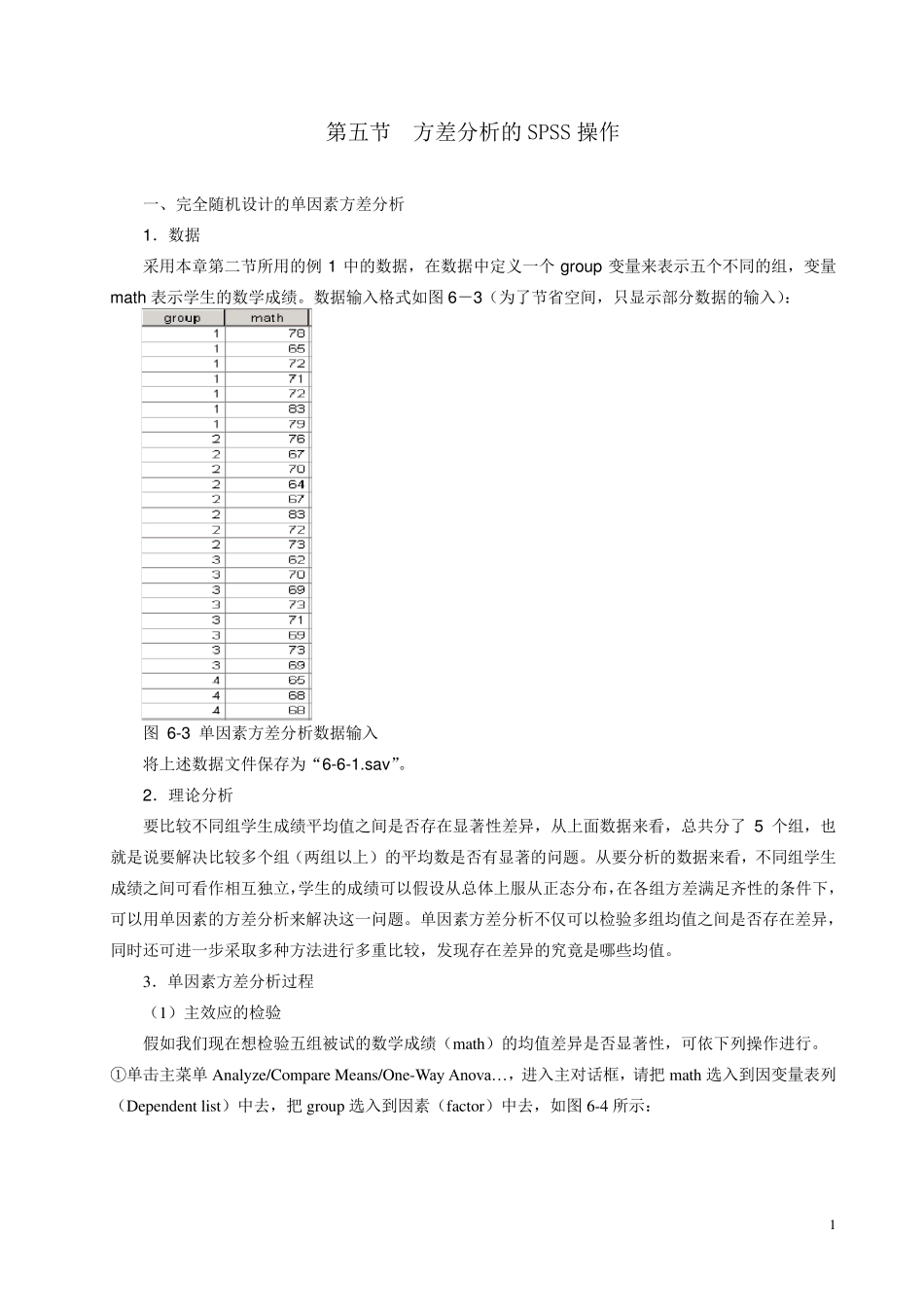 spss方差分析操作示范步骤例子_第1页