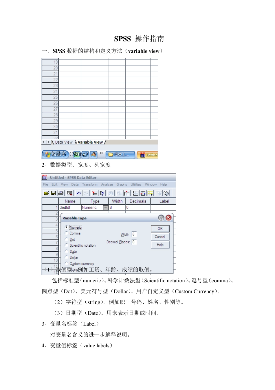 SPSS的变量设置和基本操作_第1页