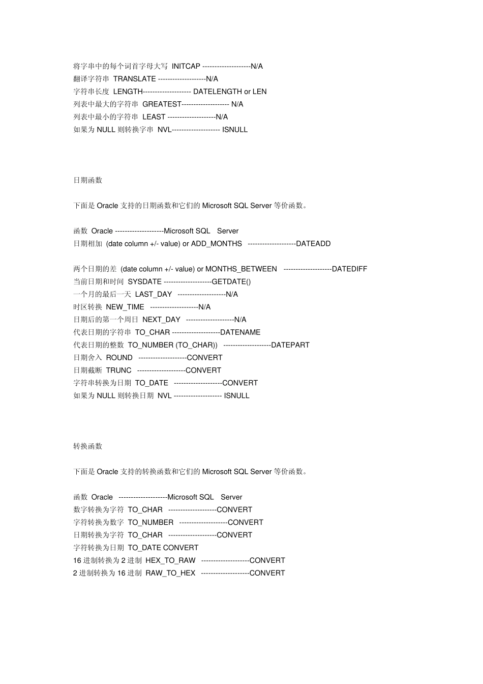 SQLServer与Oracle区别_第2页