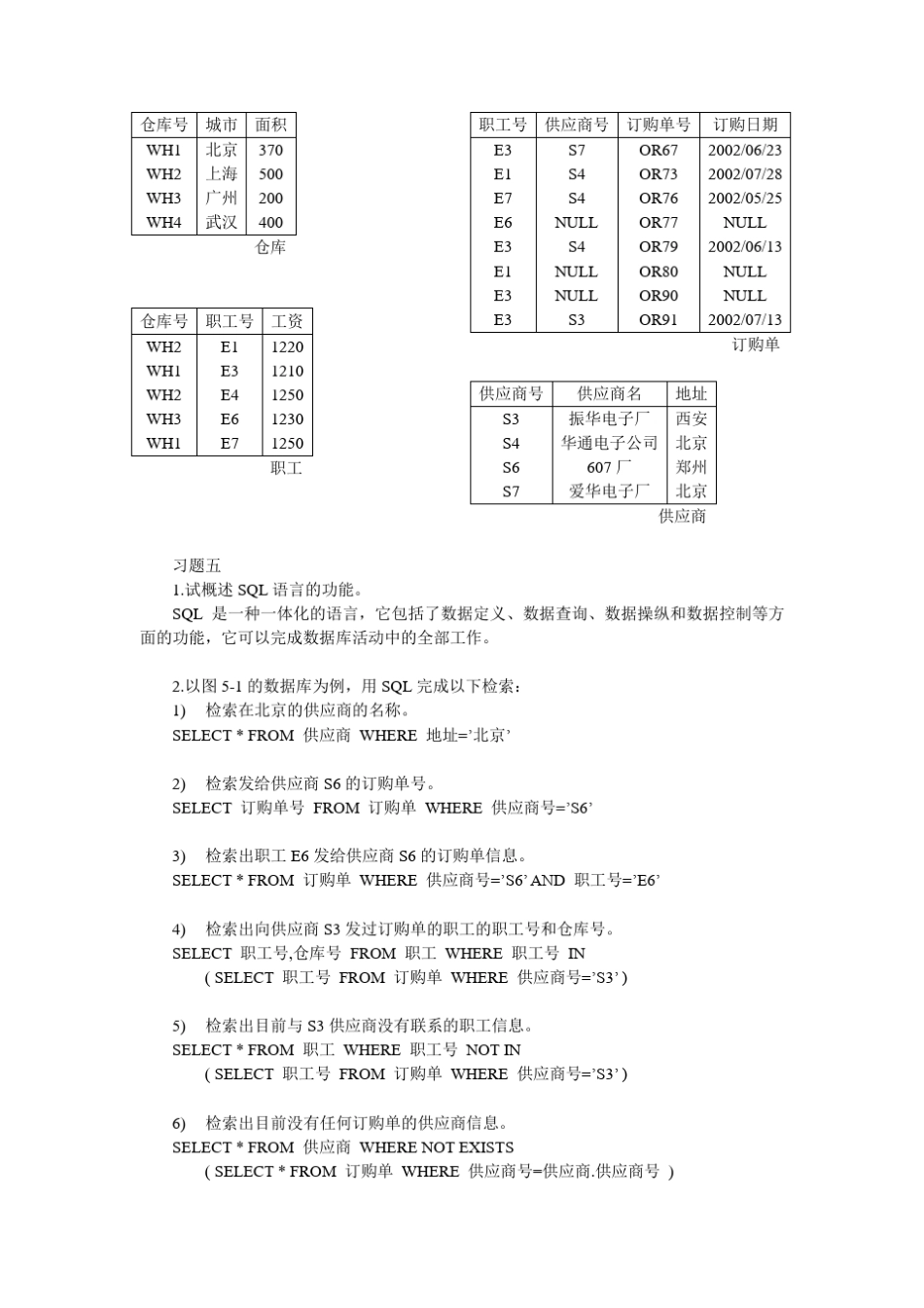 SQL习题五习题六_第1页