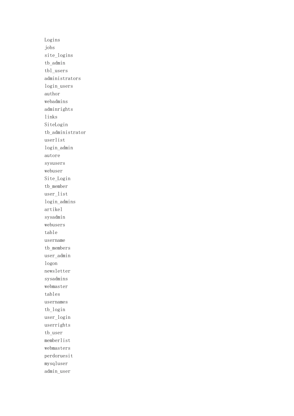 sql注入常用表名及字段名_第3页