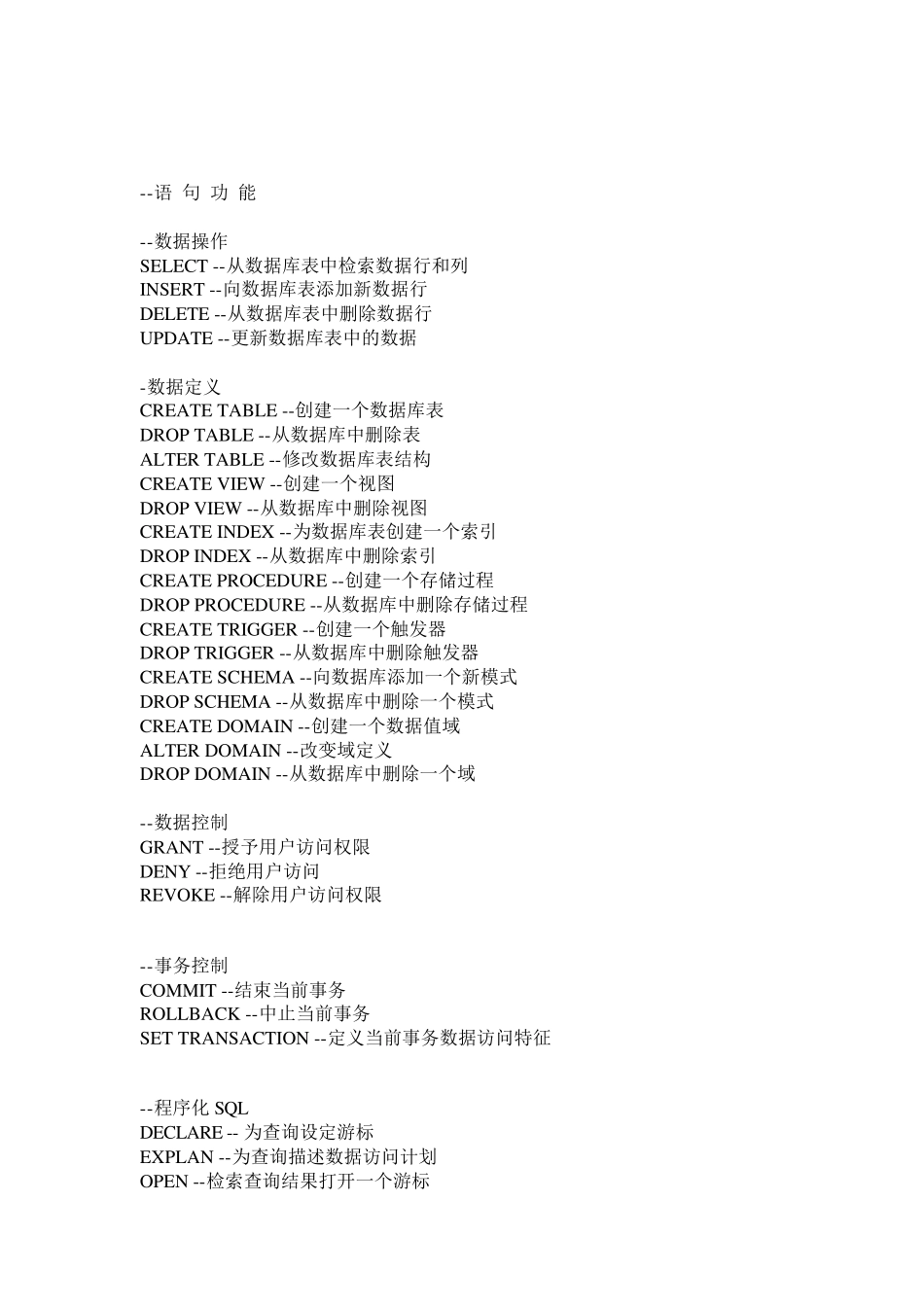 SQL语句大全大全(官方修正典藏版)_第1页