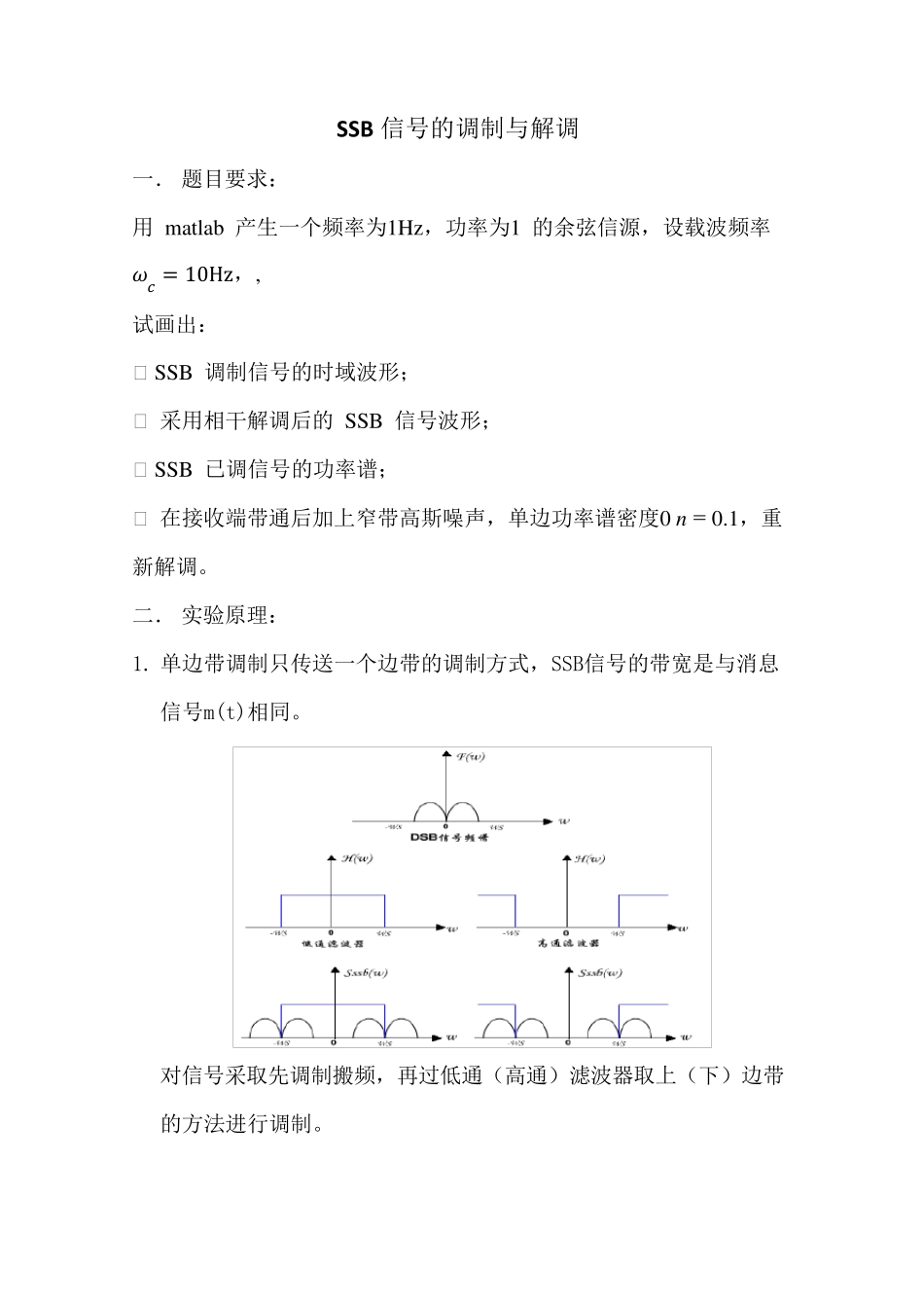 SSB信号的调制与解调_第1页