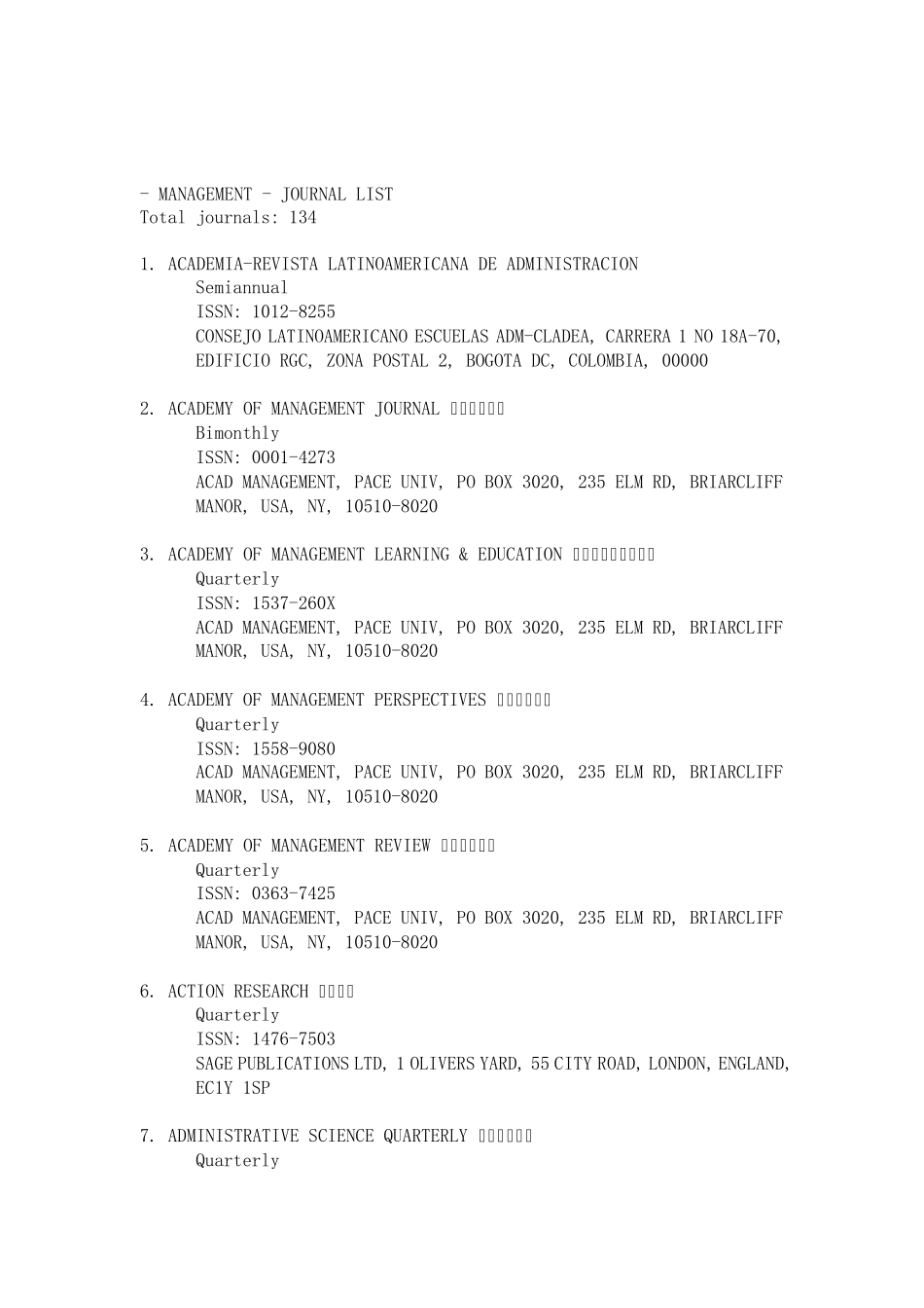 SSCI管理学期刊英汉对照_第1页