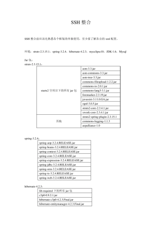 SSH整合过程(struts2.3.15.1+spring3.2.4+hibernate4.2.3)
