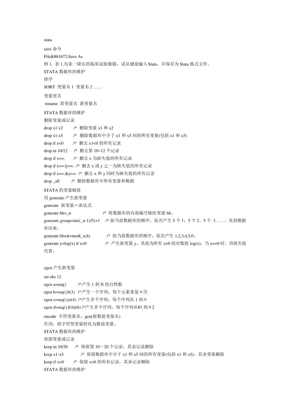 STATA最常用命令大全_第1页