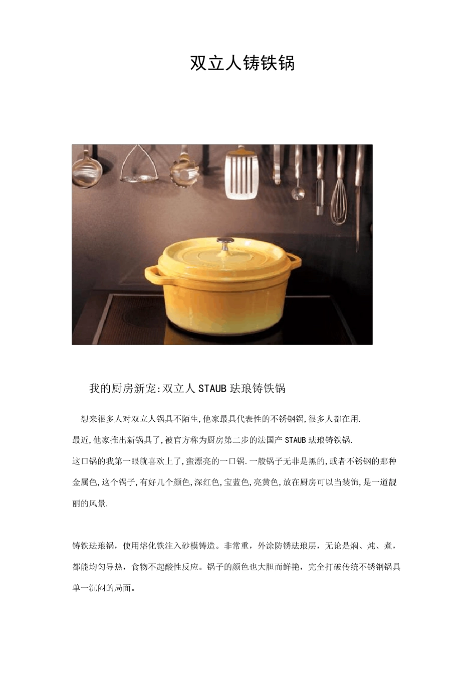 staub铸铁锅说明书以及菜谱_第1页