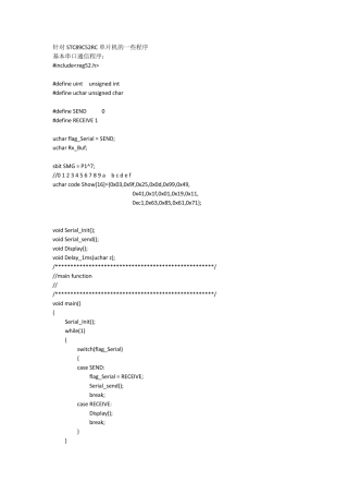 STC89C52单片机的一些程序,包括串口通信,定时中断