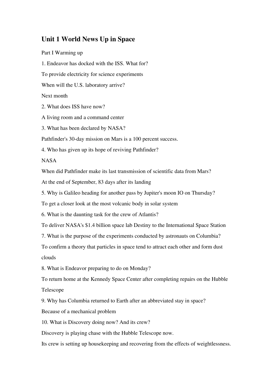 stepbystep2000第三册答案Unit1WorldNewsUpinSpace_第1页