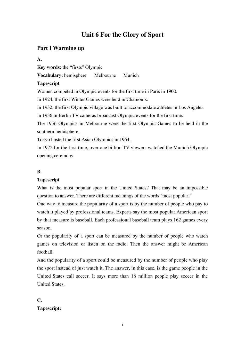 stepbystep3000第一册第六单元文本及答案_第1页