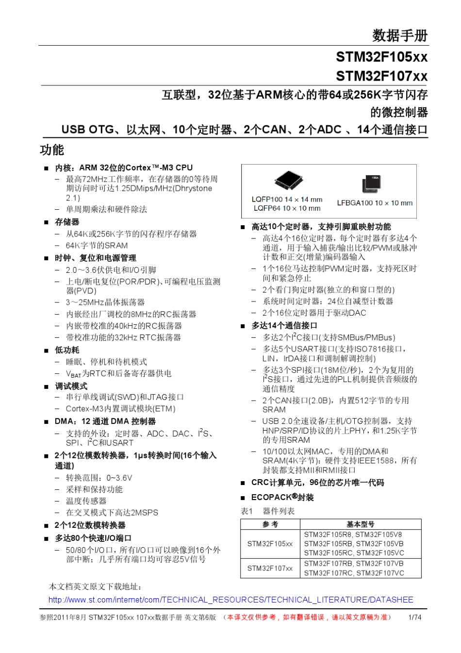 STM32F105xx107xx数据手册_第1页
