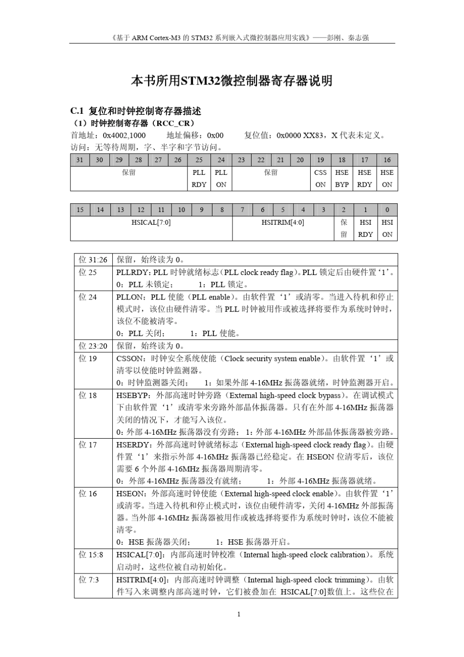 STM32微控制器寄存器说明_第1页