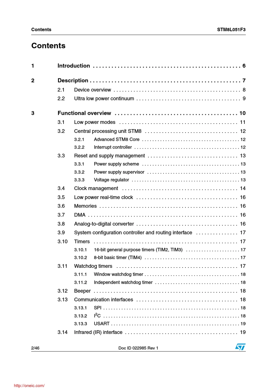 STM8L051F3P6;中文规格书,Datasheet资料_第2页