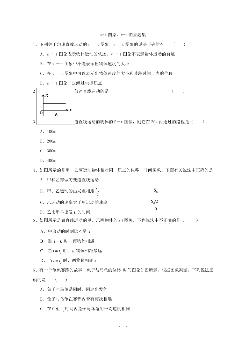 st图象、vt图象题集_第1页