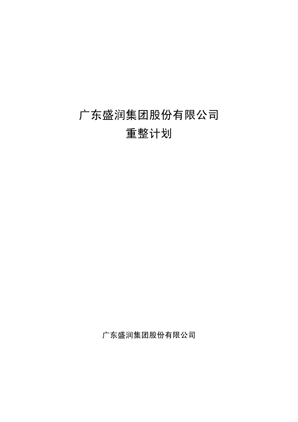 ST盛润A：重整计划20101028_第1页