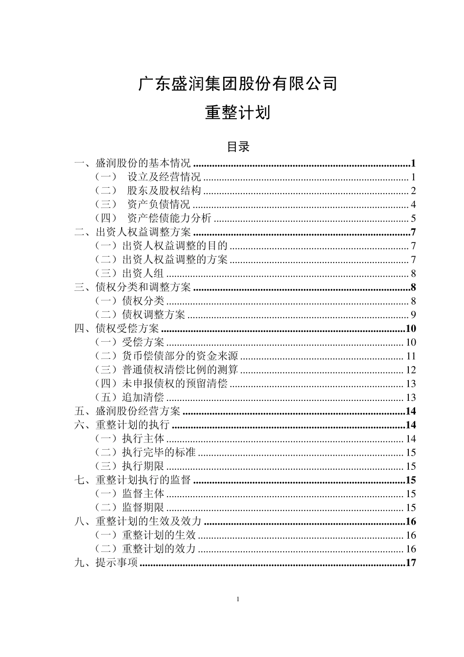 ST盛润A：重整计划20101028_第2页