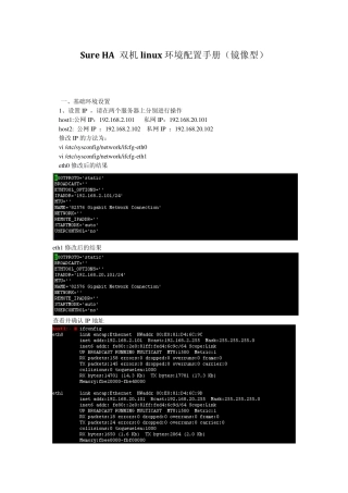 SureHA双机linux环境配置手册(镜像型)