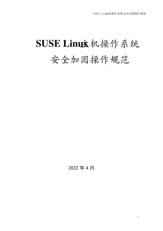 SUSELinux主机操作系统安全加固操作规范V1.0
