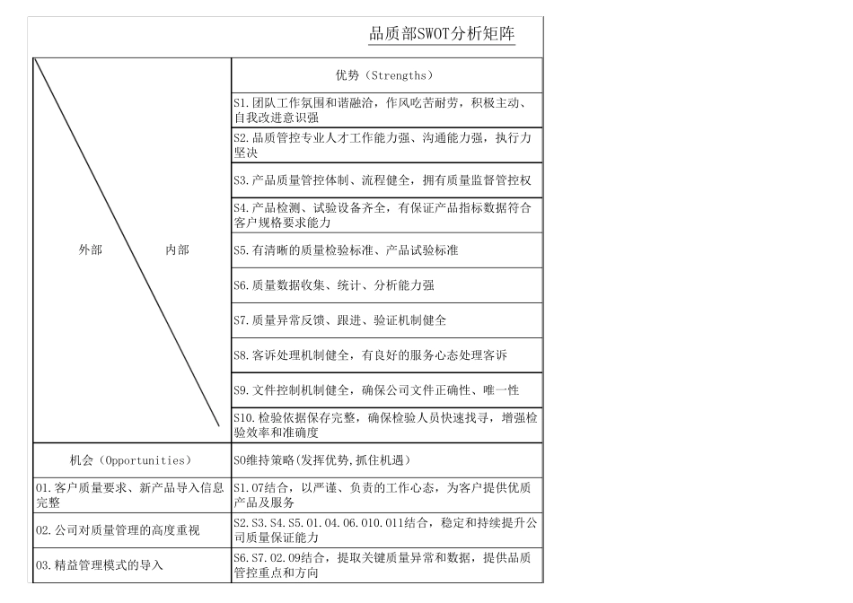 swot分析矩阵范例(各部门)_第1页